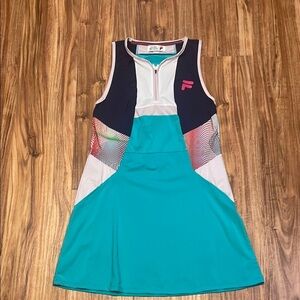 Fila women’s small dress tennis athletic Teal 1/4 zip mini stretch moisture wick